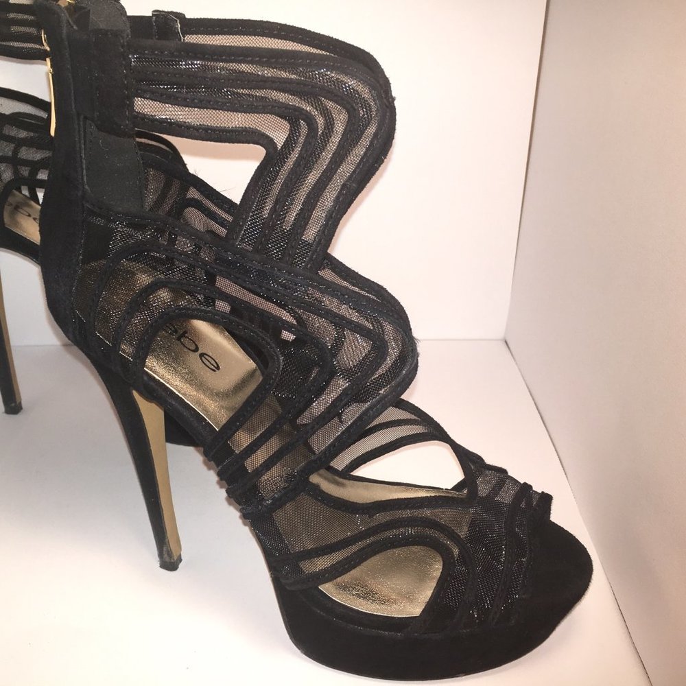 Black Mesh Back Gold Zipper Sexy high heel